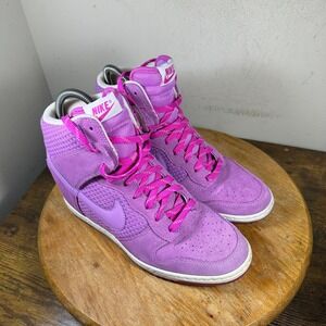 Nike Dunk Sky Hi Purple Fuchsia Suede Hidden Wedge Sneakers 644877-500 Womens 10